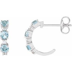 14K White Natural Sky Blue Topaz & 1/10 CTW Natural Diamond