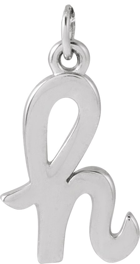 14K White Petite Initial H Pendant