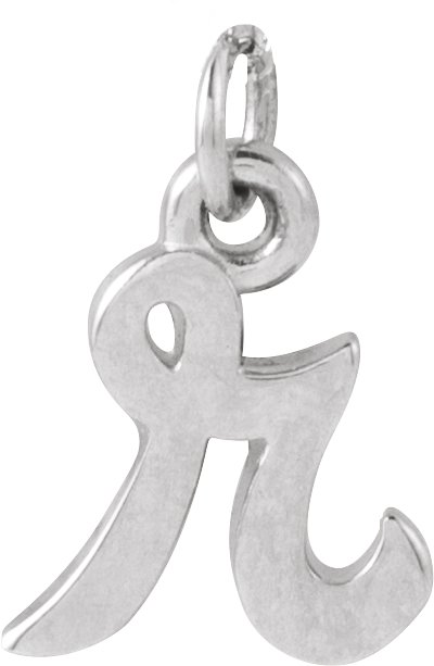 14K White Petite Initial R Pendant Ref 21293501