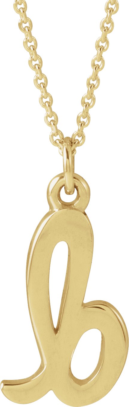 14K Yellow Petite Initial B 16" Necklace