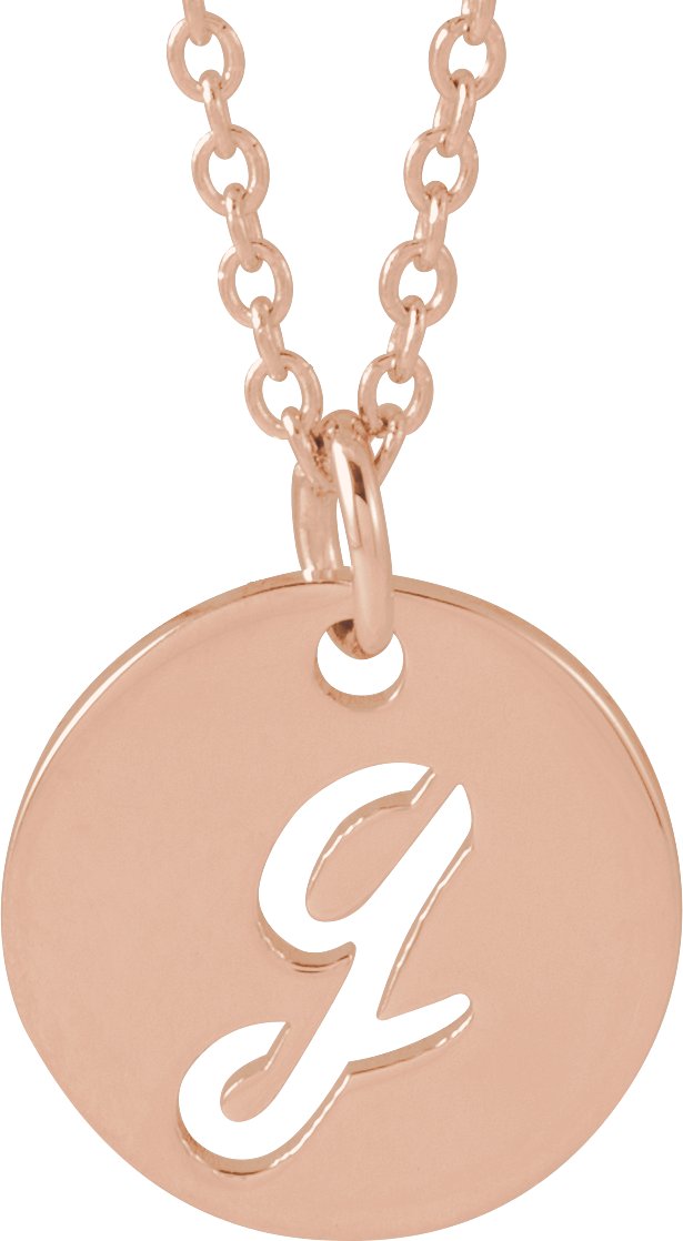 14K Rose Script Initial G 16 18 inch Necklace Ref 20007453