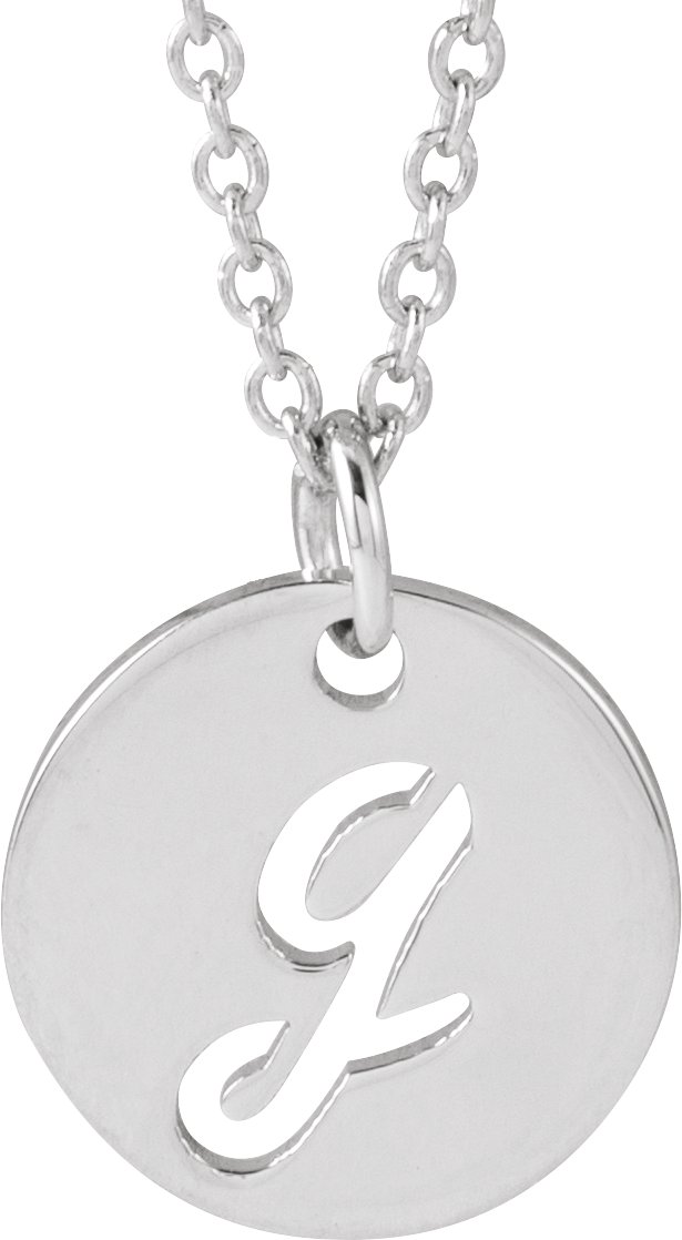 Sterling Silver Script Initial G 16-18" Necklace 