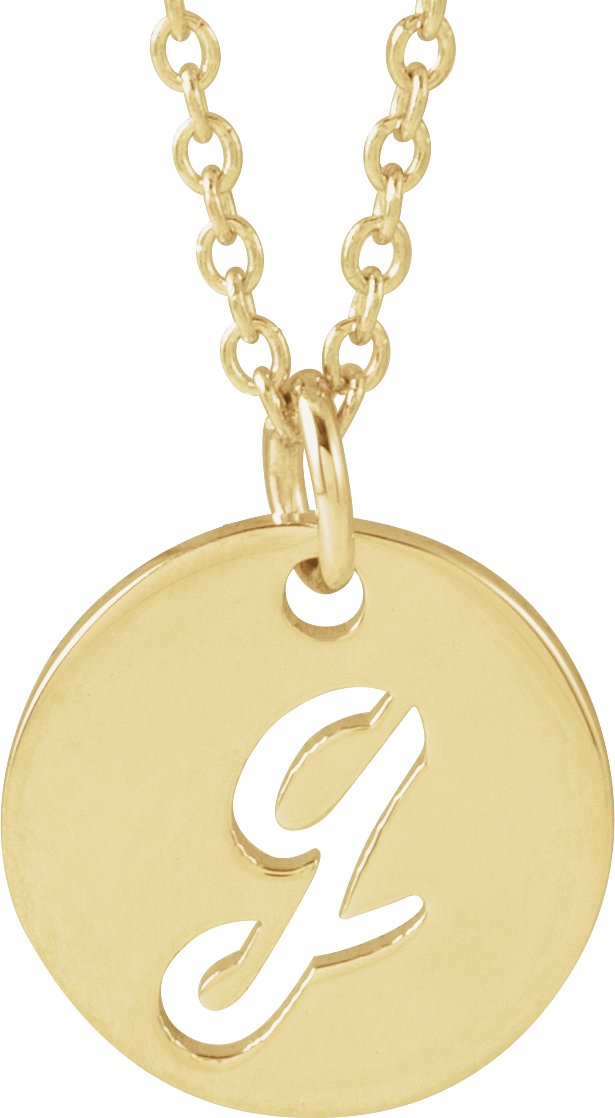 14K Yellow Script Initial G 16-18" Necklace 