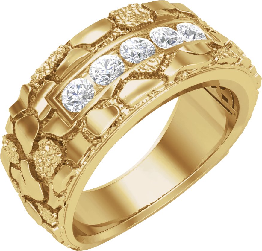 1/2 CTW Lab-Grown Diamond Mens Band – 14K Yellow Gold