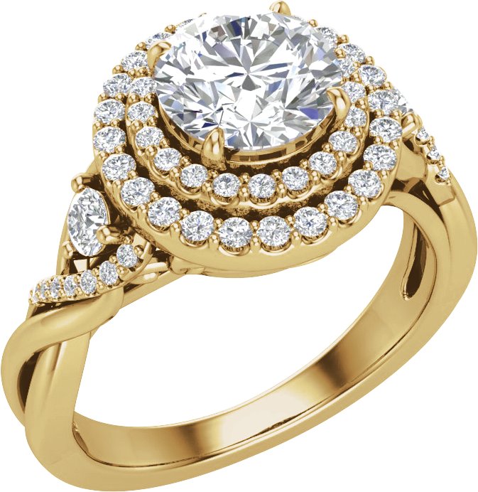 14K Yellow 6.5 mm  Round 1/2 CTW Lab-Grown Diamond Semi-Set Halo-Style Engagement Ring