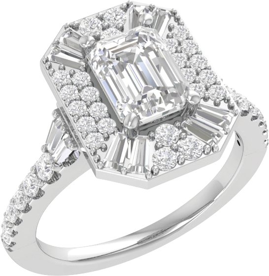 14K White 7x5 mm Emerald 3/4 CTW Lab-Grown Diamond Semi-set Engagement Ring