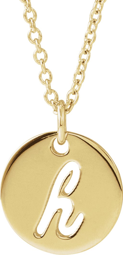 14K Yellow Script Initial H 16-18" Necklace 