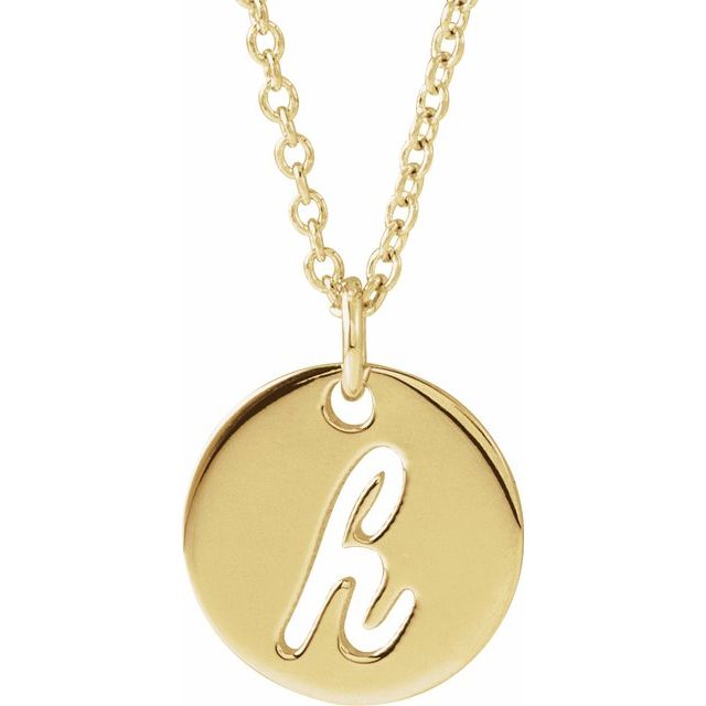 14K Yellow Script Initial H 16-18 Necklace 