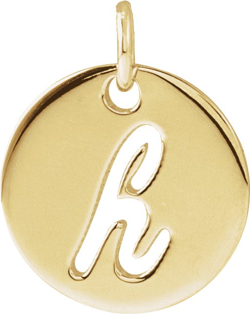 14K Yellow Script Initial H Pendant