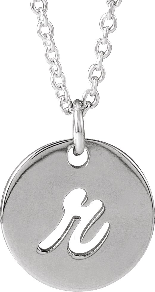 Sterling Silver Script Initial R 16-18" Necklace 