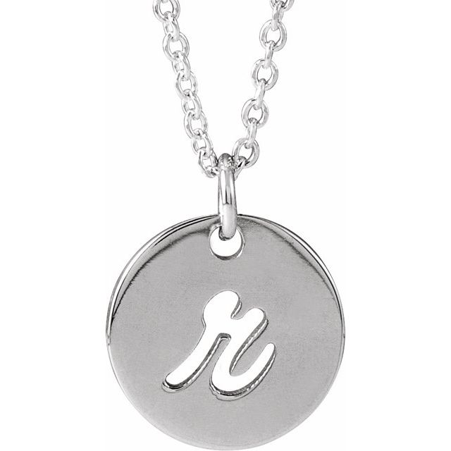 Sterling Silver Script Initial R 16-18 Necklace 