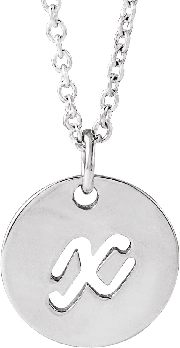 Sterling Silver Script Initial X 16-18" Necklace 