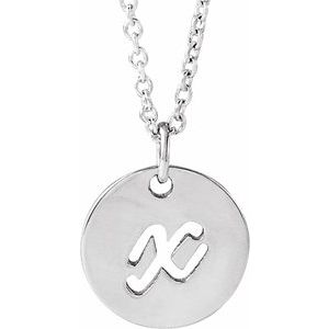 Sterling Silver Script Initial X 16-18" Necklace 