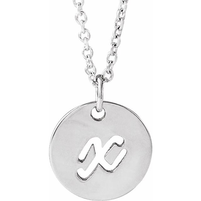 Sterling Silver Script Initial X 16-18 Necklace 