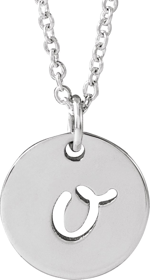 Sterling Silver Script Initial O 16-18" Necklace 