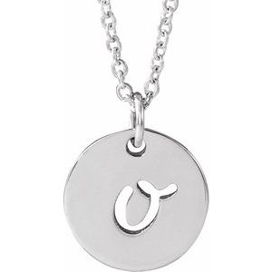 Sterling Silver Script Initial O 16-18" Necklace 
