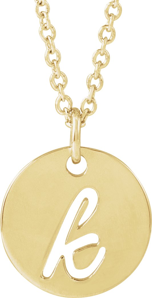 14K Yellow Script Initial K 16-18 Necklace 