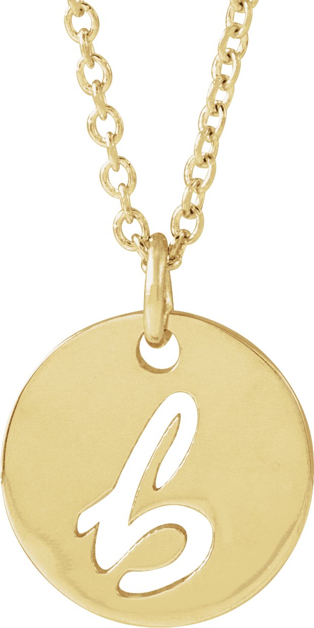 14K Yellow Script Initial B 16-18 Necklace 