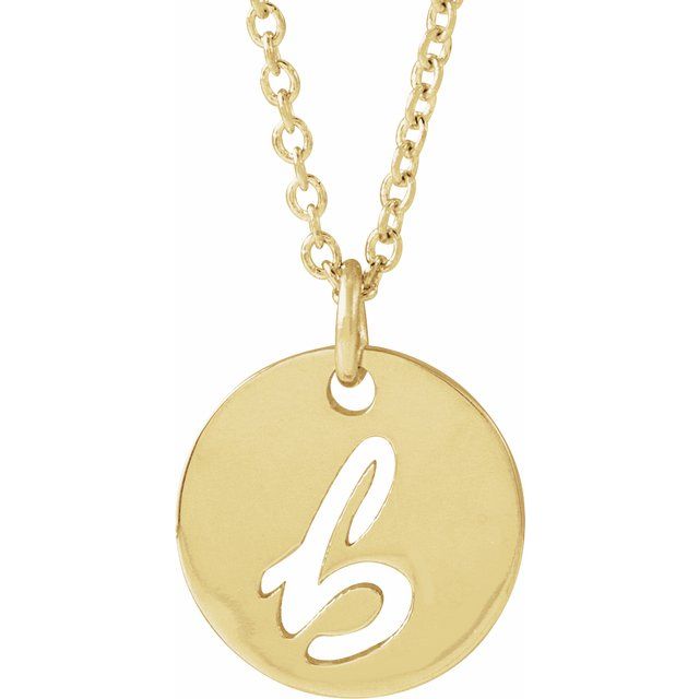 14K Yellow Script Initial B 16-18" Necklace 