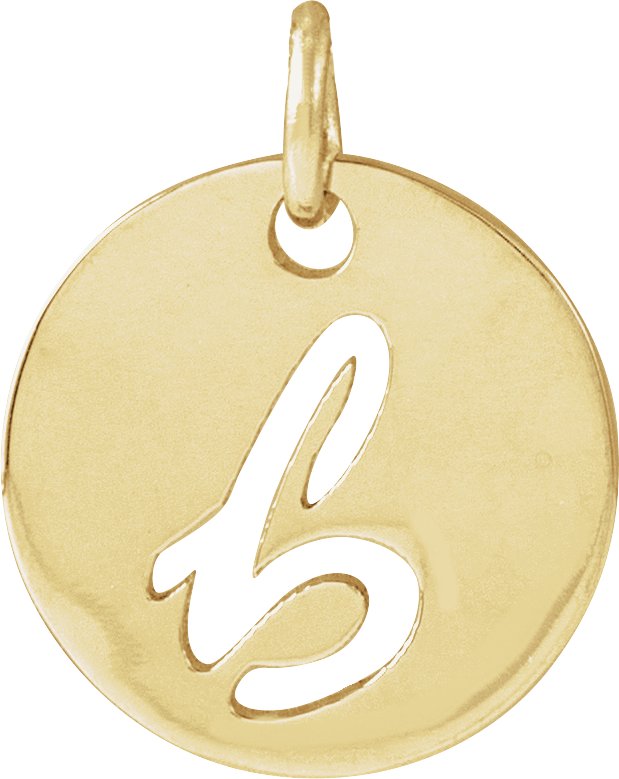 14K Yellow Script Initial B Pendant