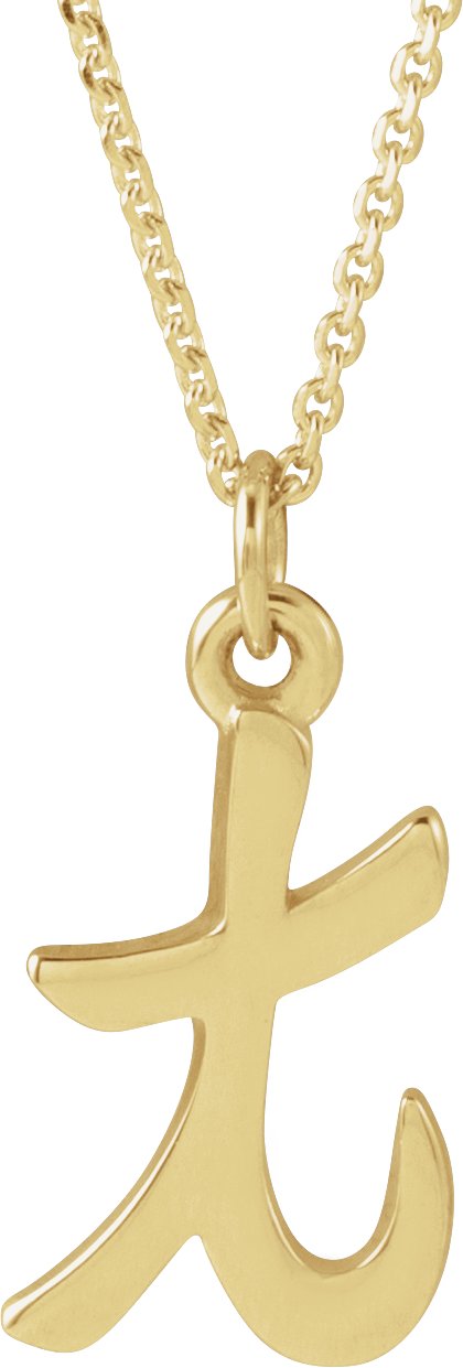 14K Yellow Petite Initial T 16" Necklace