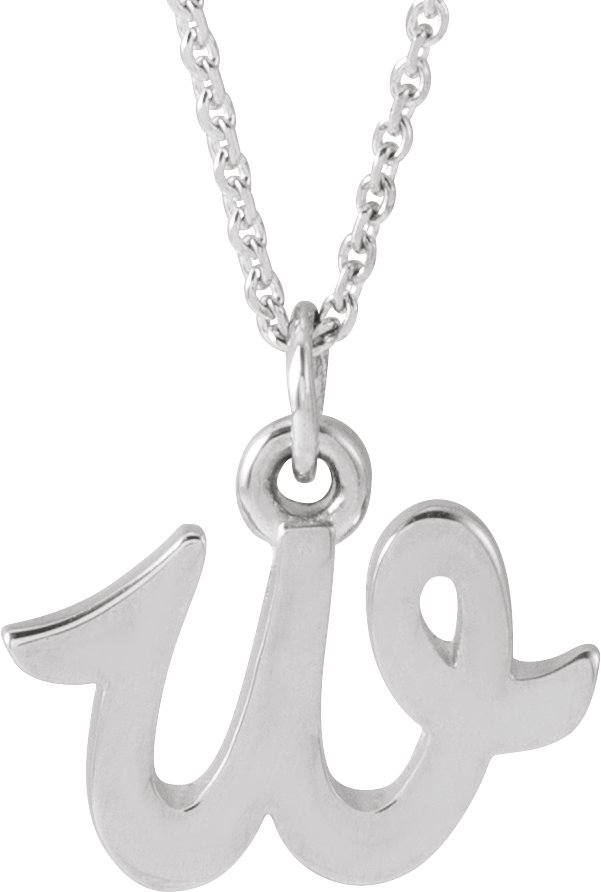 14K White Petite Initial W 16 inch Necklace Ref 21293499