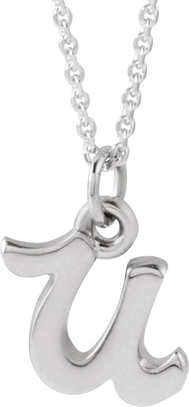 14K White Petite Initial U 16 inch Necklace Ref 21293387