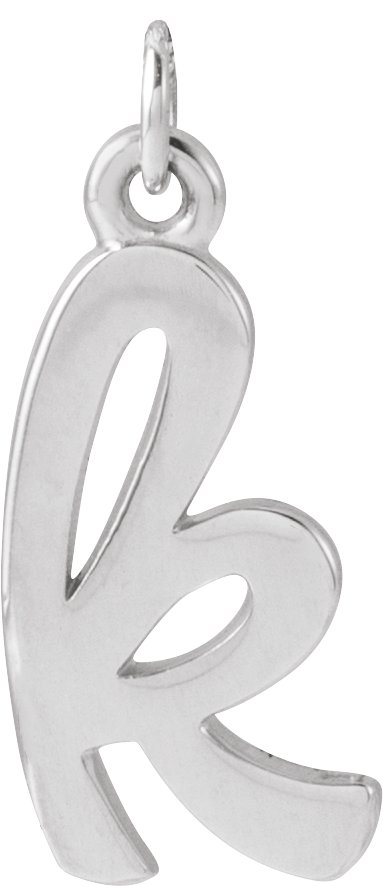 14K White Petite Initial K Pendant