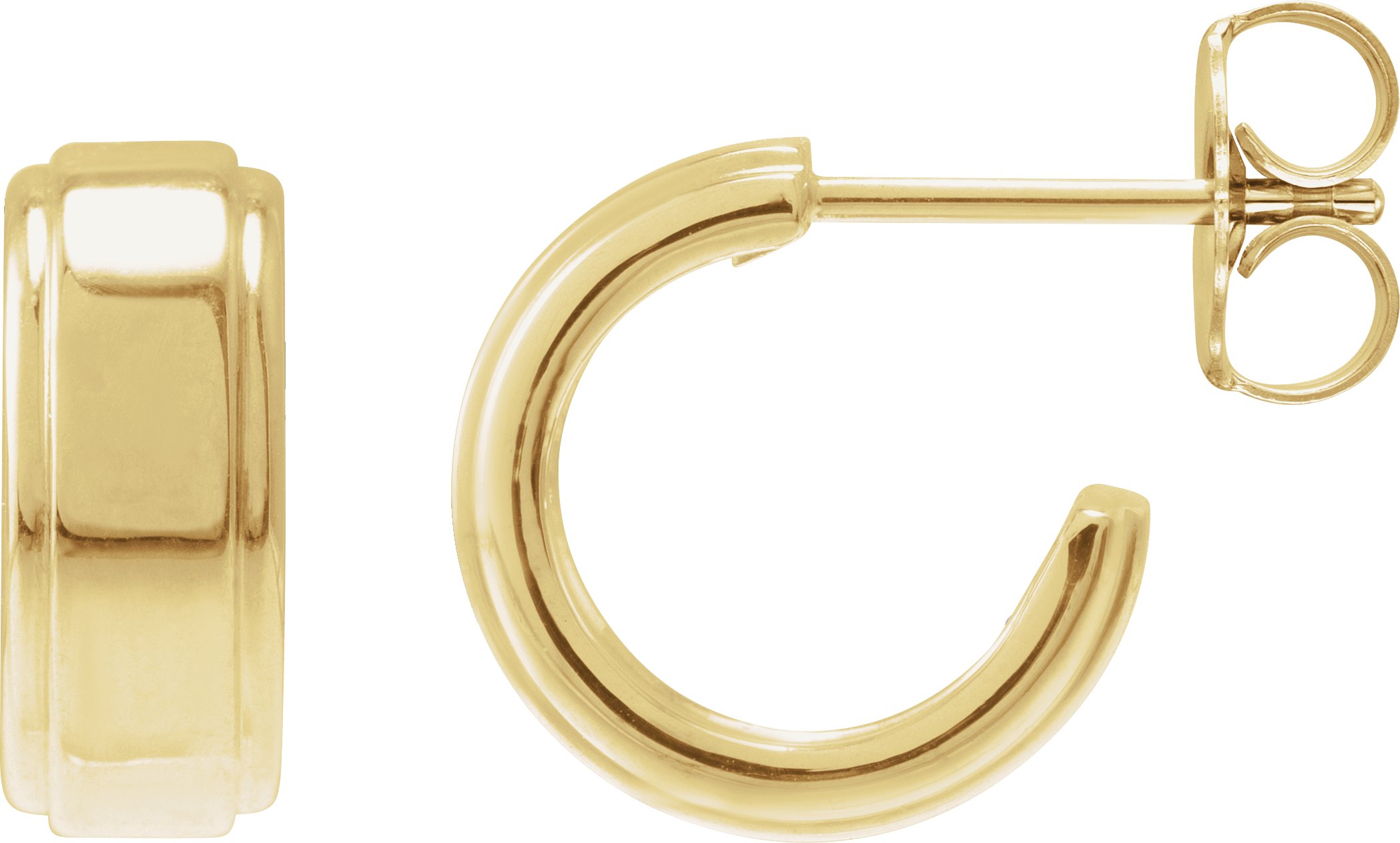 14K Yellow Stepped-Edge 15 mm Hoop Earrings