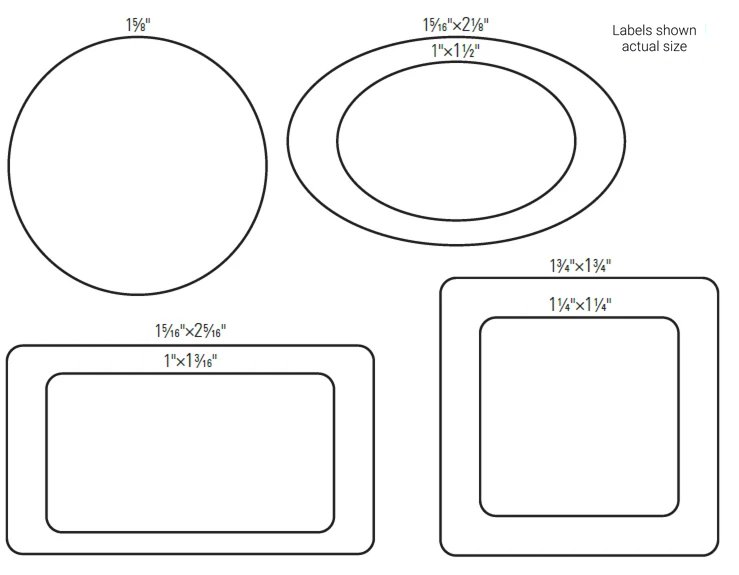 Label Sizes and Shapes