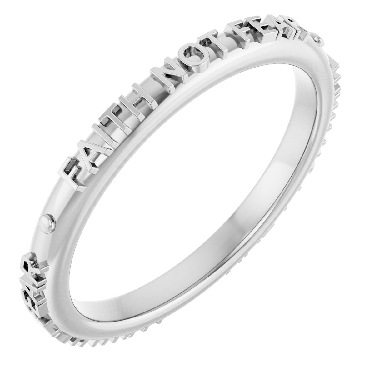 14K White Faith Not Fear Ring