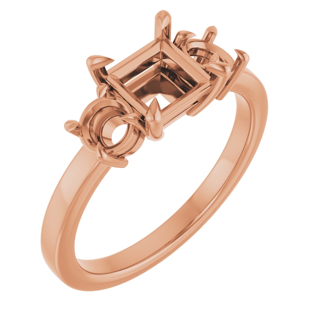 Claw-Prong Three-Stone Engagement Ring