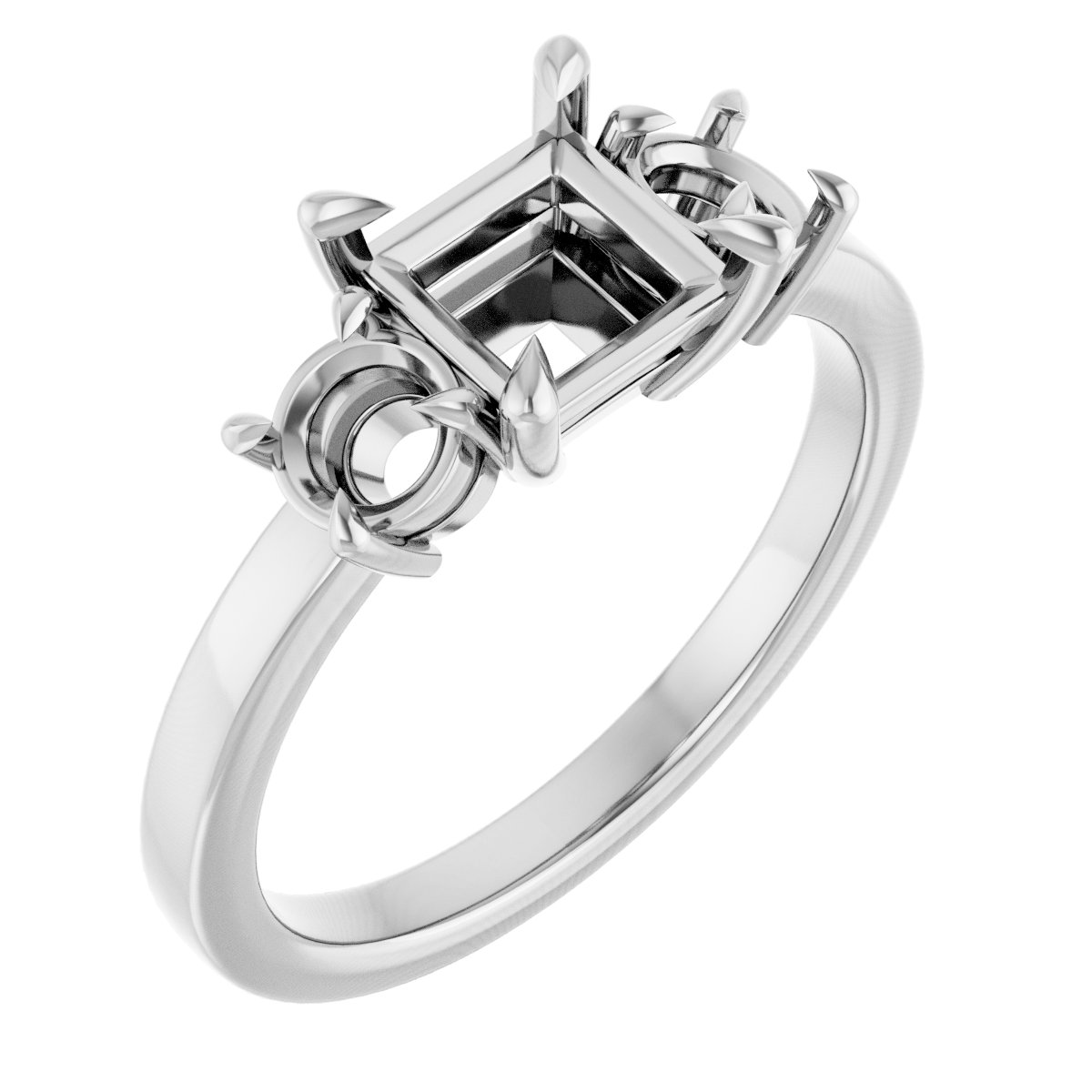 Claw-Prong Three-Stone Engagement Ring