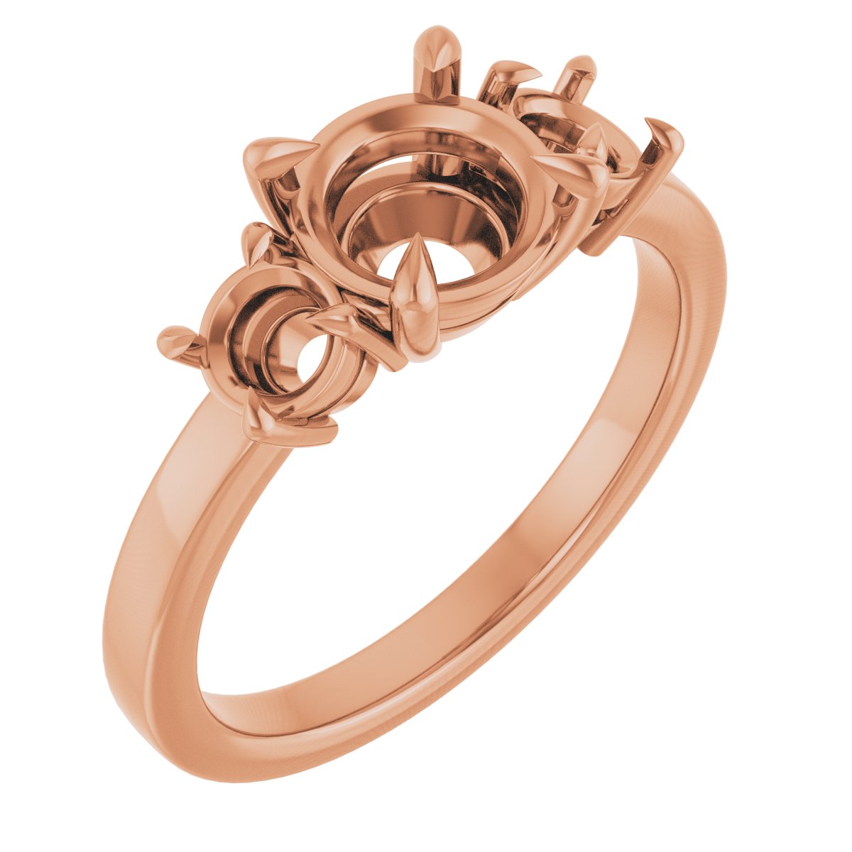 Claw-Prong Three-Stone Engagement Ring