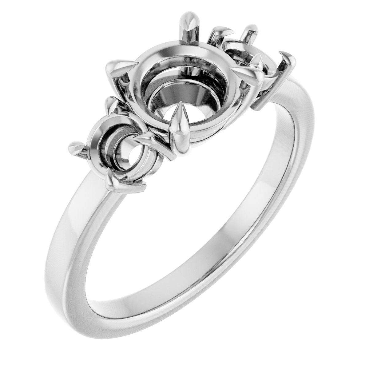Claw-Prong Three-Stone Engagement Ring