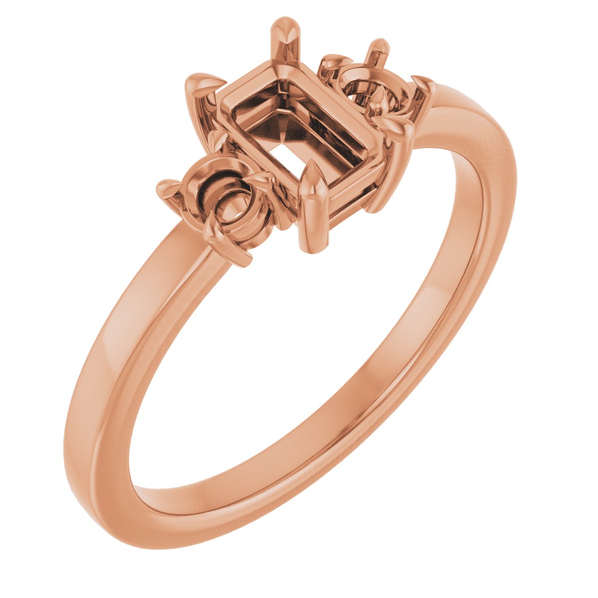 Claw-Prong Three-Stone Engagement Ring