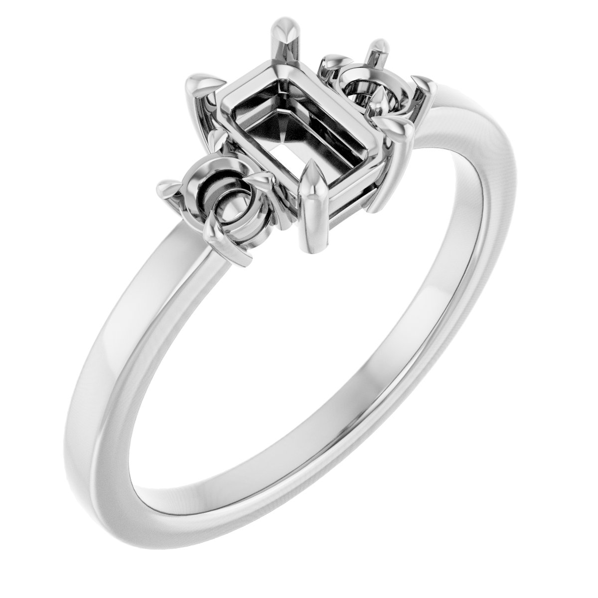 Claw-Prong Three-Stone Engagement Ring