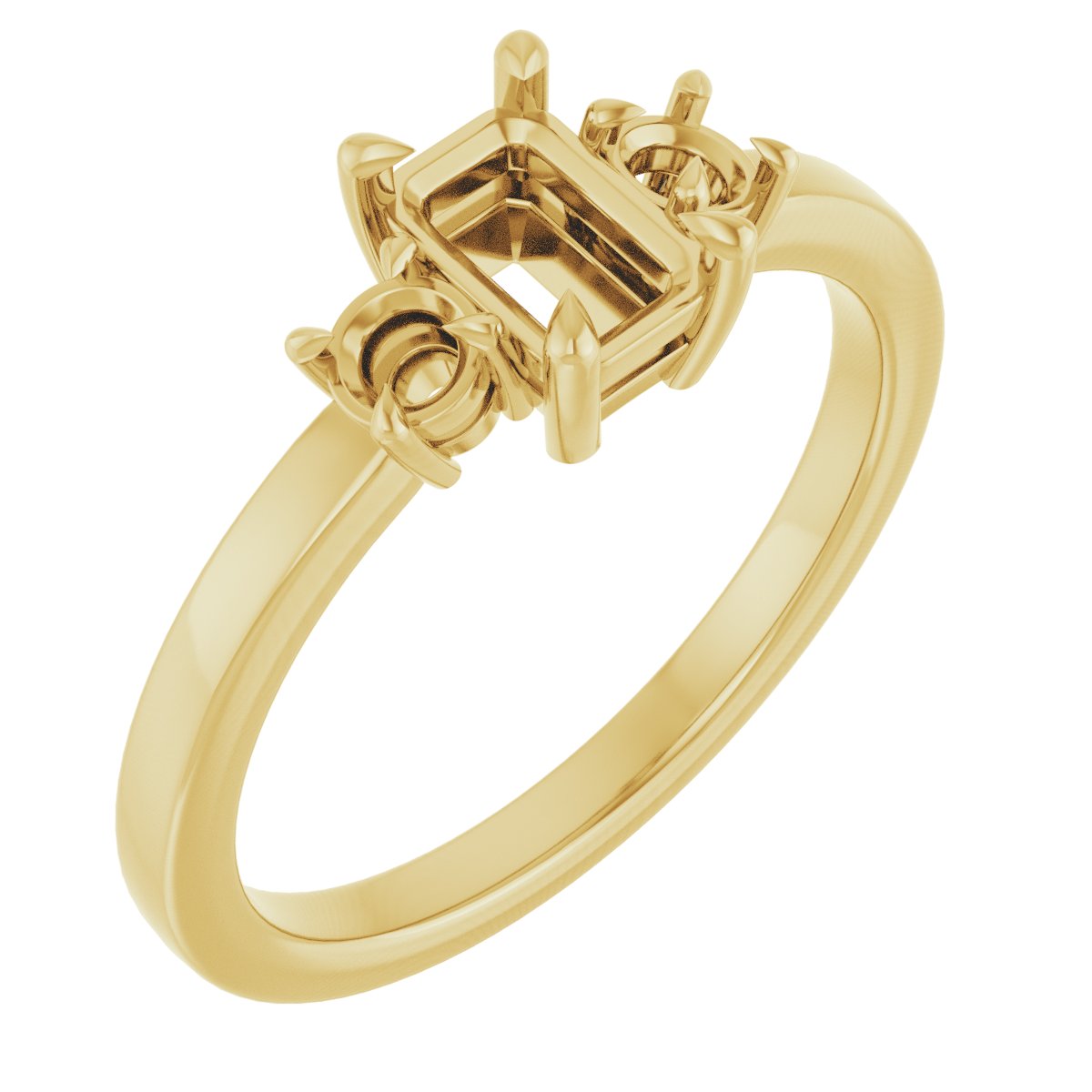 Claw-Prong Three-Stone Engagement Ring