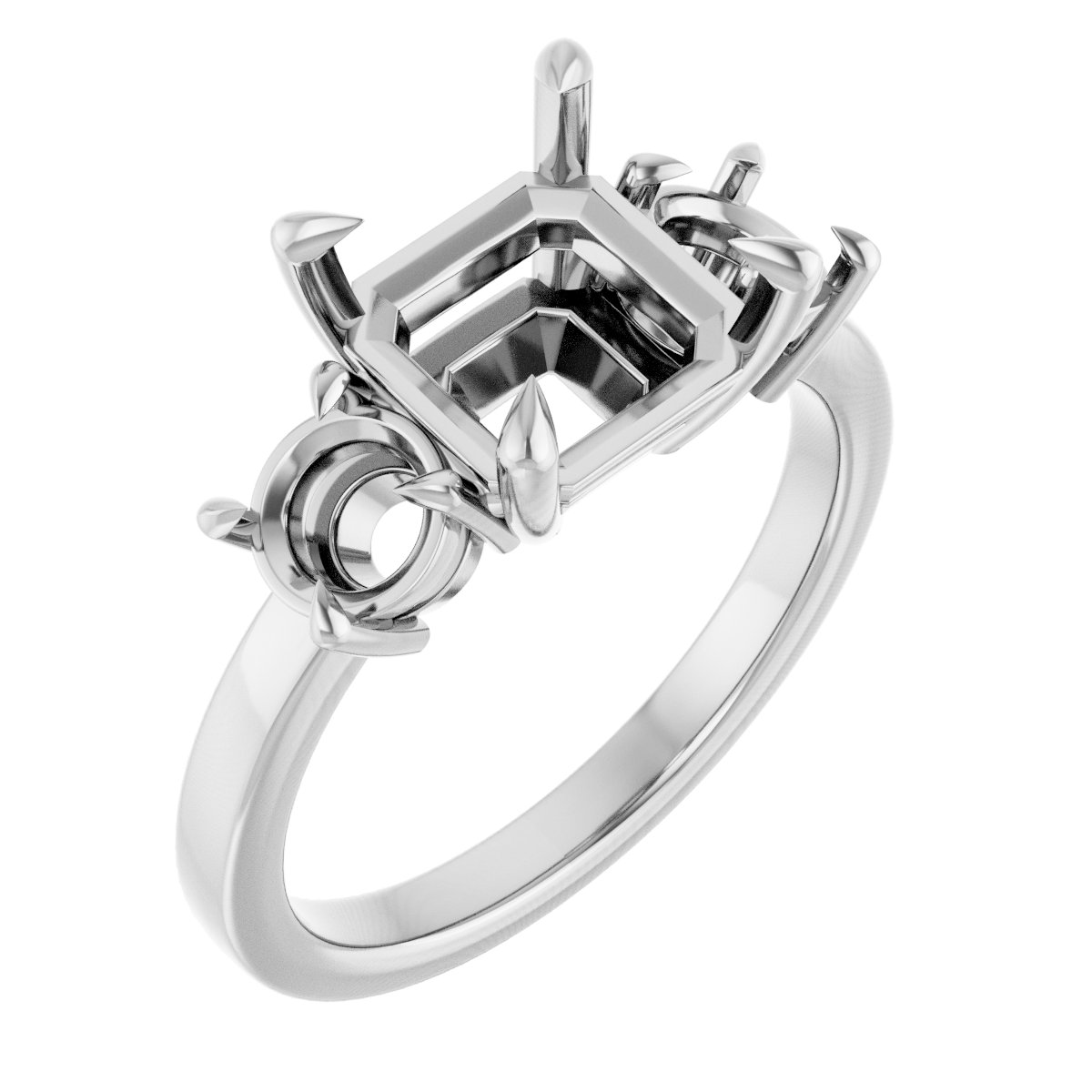 Claw-Prong Three-Stone Engagement Ring