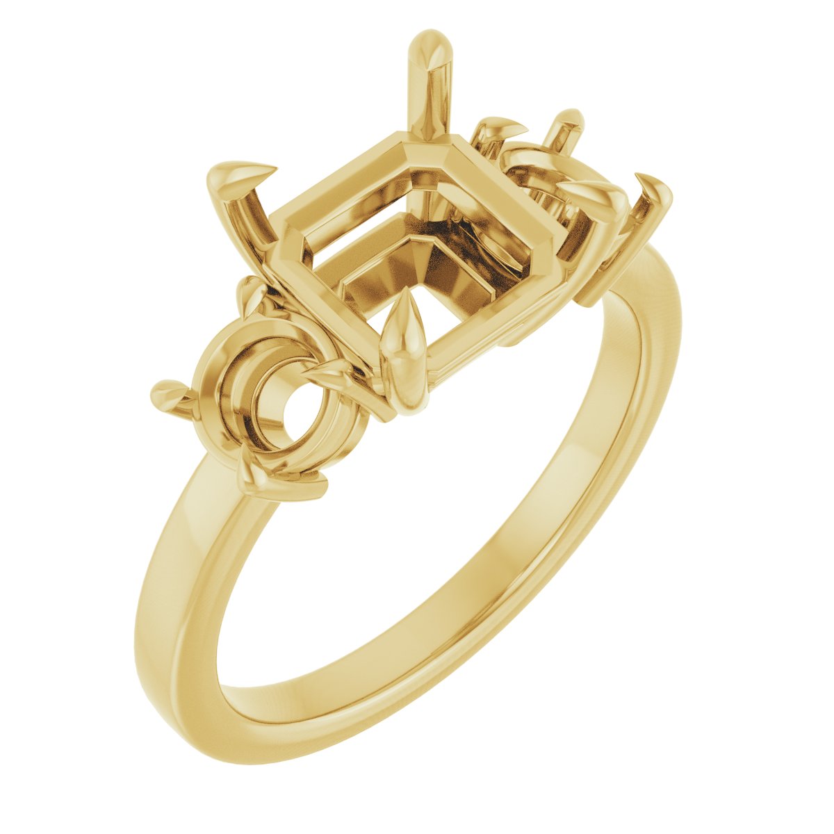 Claw-Prong Three-Stone Engagement Ring