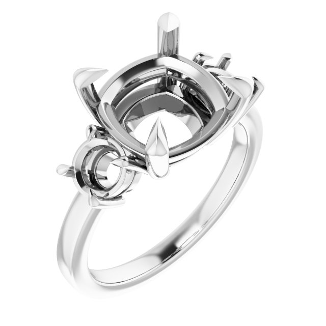 Claw-Prong Three-Stone Engagement Ring