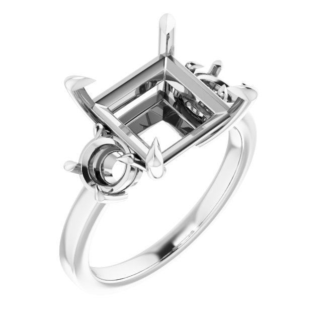 Claw-Prong Three-Stone Engagement Ring