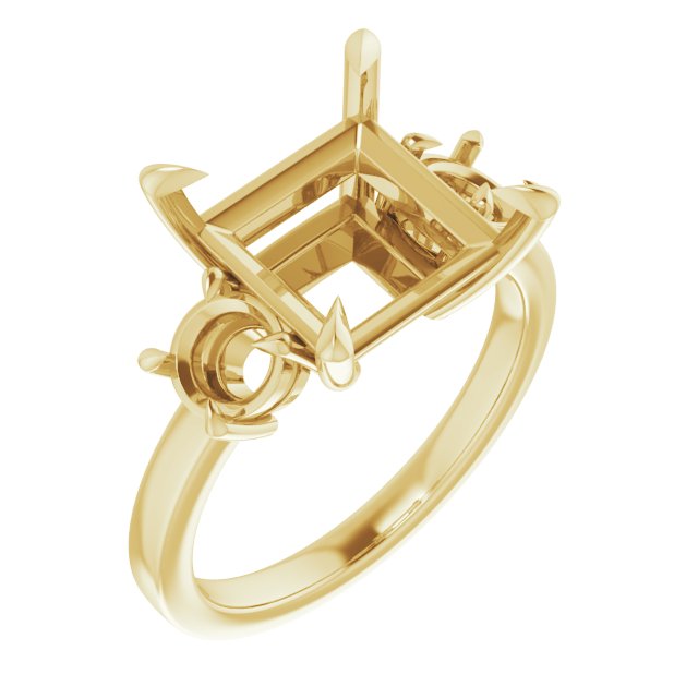 Claw-Prong Three-Stone Engagement Ring
