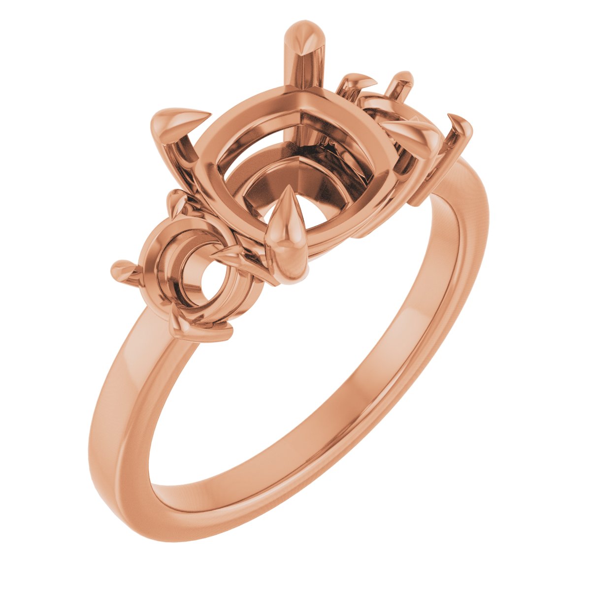 Claw-Prong Three-Stone Engagement Ring