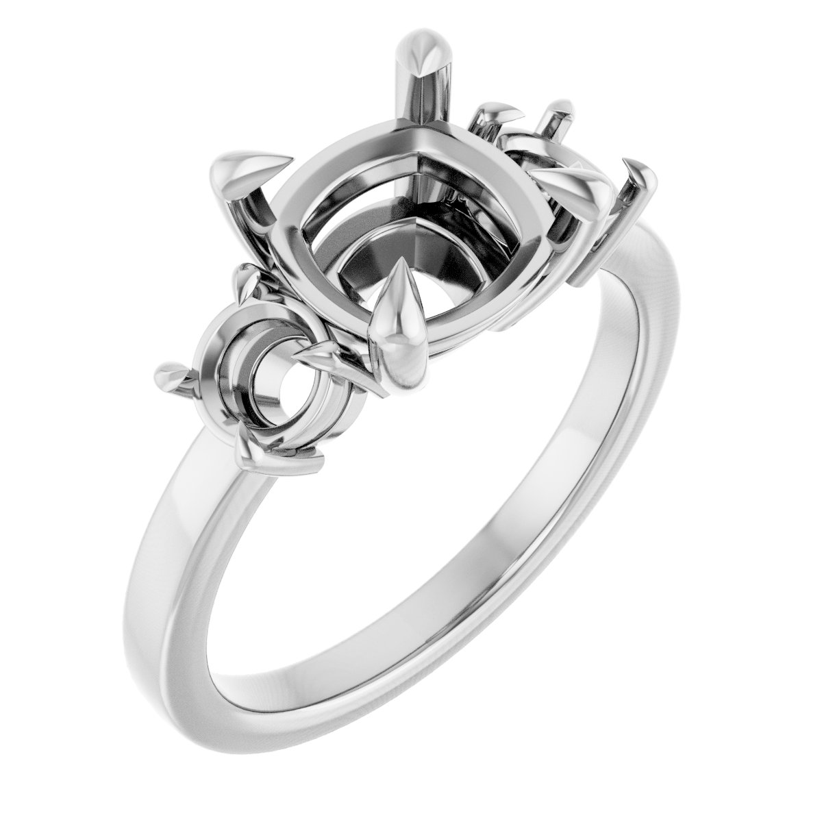 Claw-Prong Three-Stone Engagement Ring