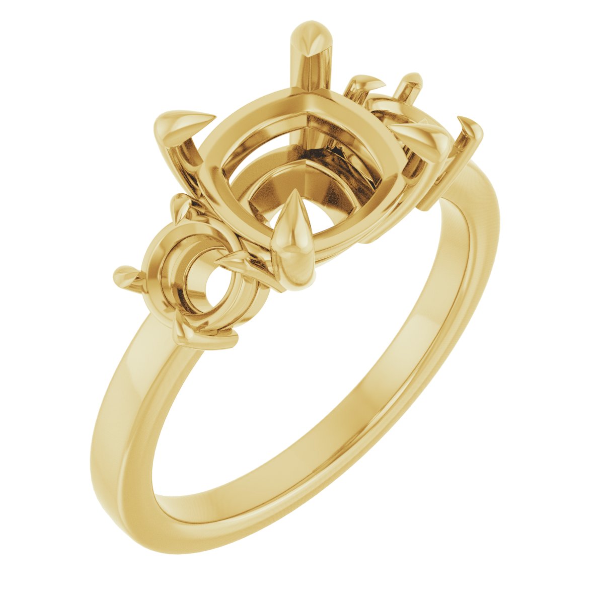Claw-Prong Three-Stone Engagement Ring