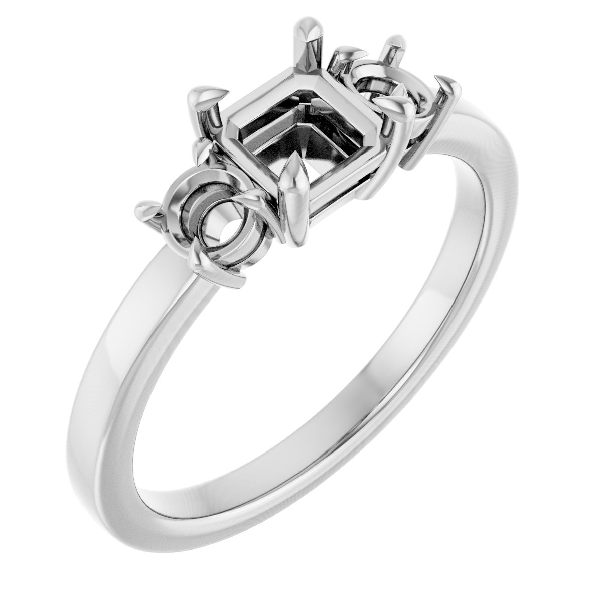 Claw-Prong Three-Stone Engagement Ring