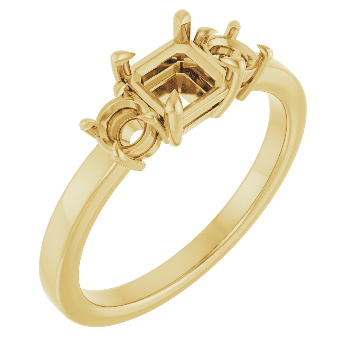 Claw-Prong Three-Stone Engagement Ring
