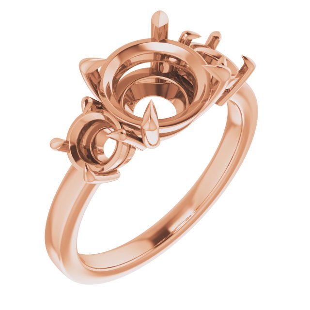 Claw-Prong Three-Stone Engagement Ring