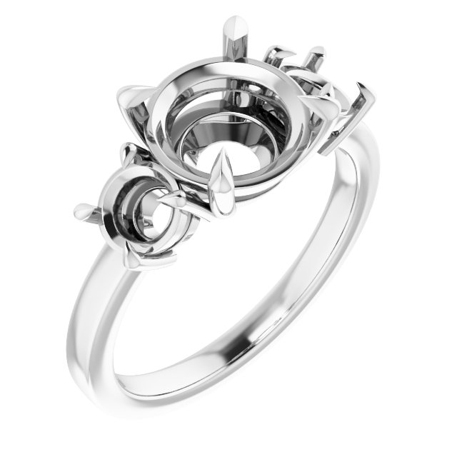 Claw-Prong Three-Stone Engagement Ring